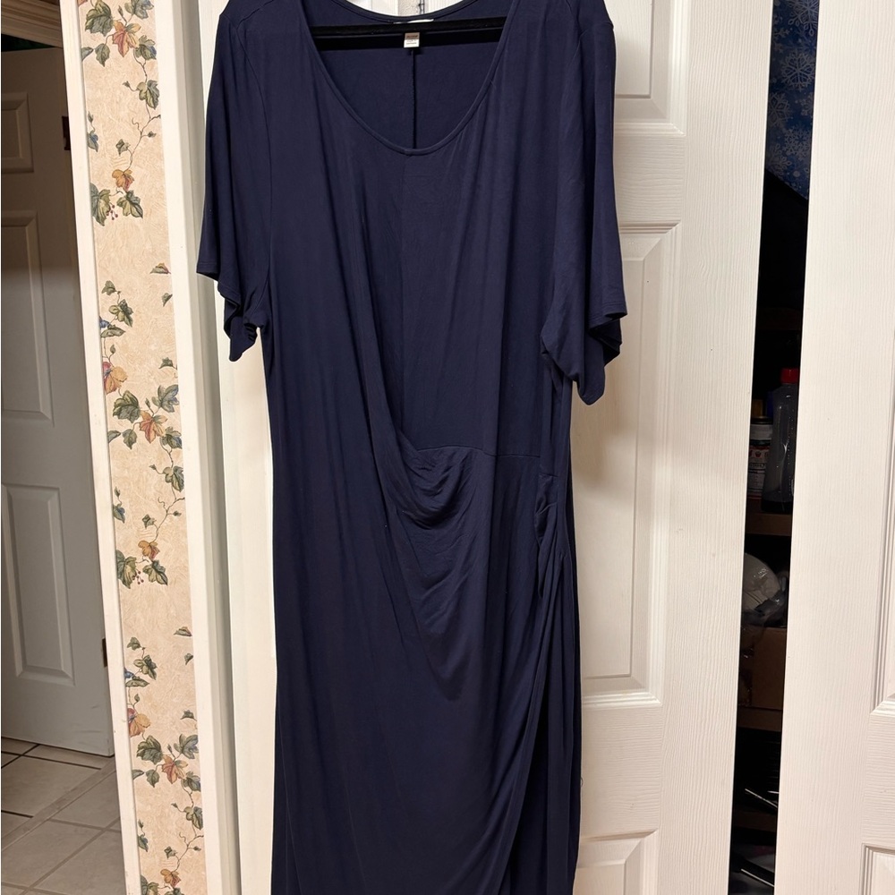 Navy Blue Women's Plus Dress Everyday Wear